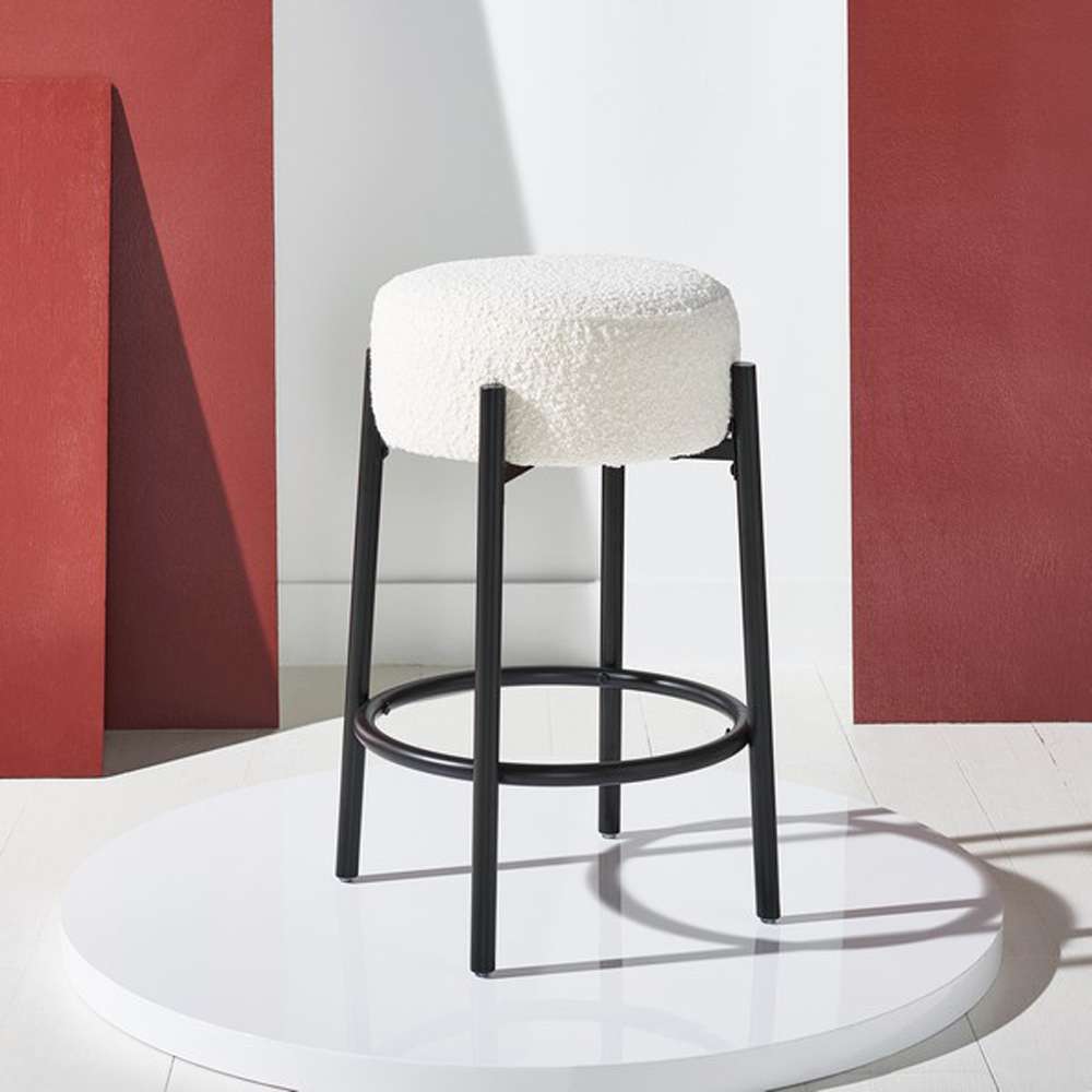 Safavieh - Paisleigh Metal Counter Stool - Ivory - Black - SFV5032A veiw 3