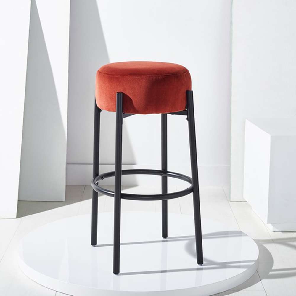 Safavieh - Paisleigh Metal Leg Barstool - Rust - Black - SFV5031C veiw 3