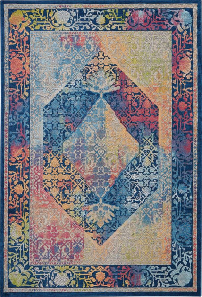 Nourison - Ankara Global ANR04 Blue Multicolor 4x6 Boho Area Rug - ANR04-99446456700_CLOSEOUT veiw 1