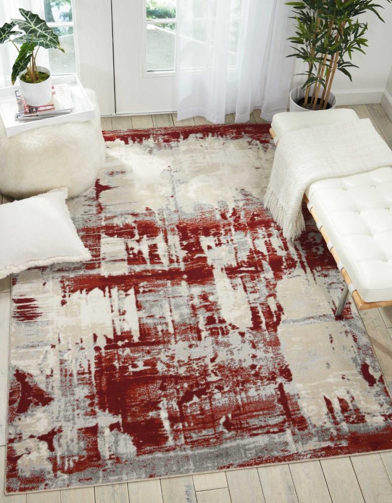 Nourison - Maxell MAE14 White and Red 53in x 73in Area Rug - MAE14-99446026422 veiw 2