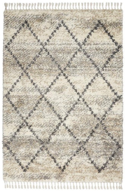 Nourison - Oslo Shag OSL01 53in x 79in Ivory and Bone Scandinavian Shag Rug - OSL01-99446711045 veiw 1