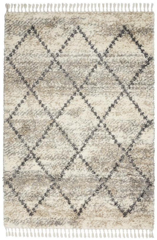 Nourison - Oslo Shag OSL01 53in x 79in Ivory and Bone Scandinavian Shag Rug - OSL01-99446711045 veiw 1