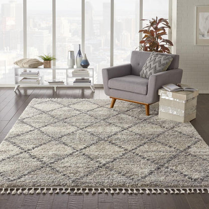 Nourison - Oslo Shag OSL01 710in x 106in Large Ivory and Bone Scandinavian Shag Rug - OSL01-99446711076 veiw 2