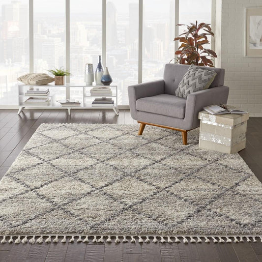 Nourison - Oslo Shag OSL01 710in x 106in Large Ivory and Bone Scandinavian Shag Rug - OSL01-99446711076 veiw 2