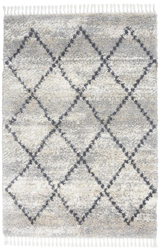 Nourison - Oslo Shag OSL01 53in x 79in Silver Grey Scandinavian Shag Rug - OSL01-99446711090 veiw 1