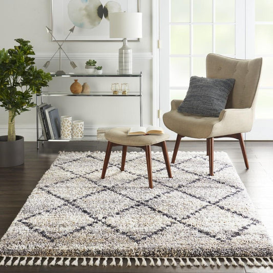 Nourison - Oslo Shag OSL01 53in x 79in Silver Grey Scandinavian Shag Rug - OSL01-99446711090 veiw 2