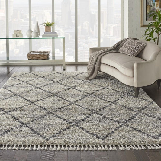 Nourison - Oslo Shag OSL01 710in x 106in Large Silver Grey Scandinavian Shag Rug - OSL01-99446711113 veiw 2