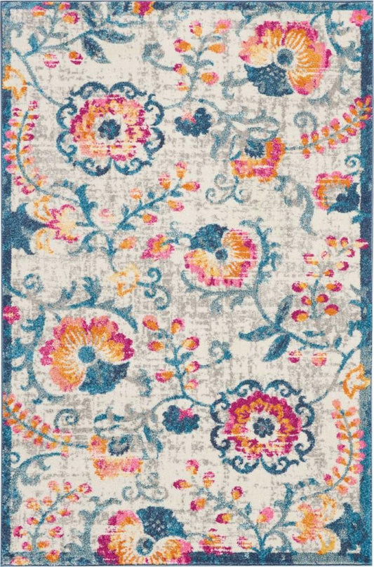 Nourison - Passion PSN19 White Multicolor 39in x 59in Floral Area Rug - PSN19-99446403858 veiw 1