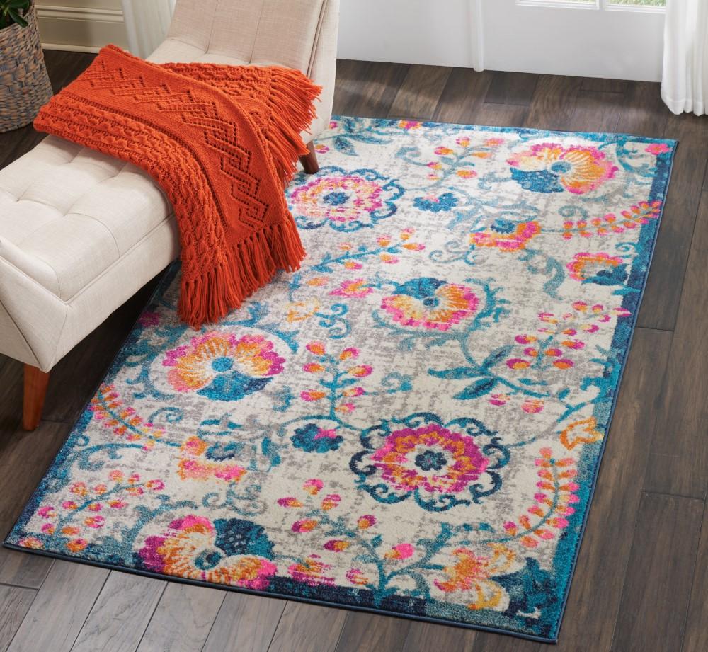 Nourison - Passion PSN19 White Multicolor 39in x 59in Floral Area Rug - PSN19-99446403858 veiw 3
