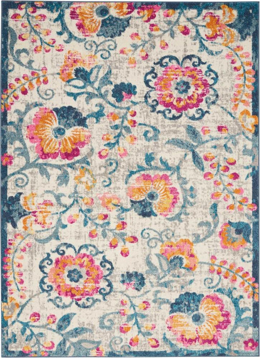 Nourison - Passion PSN19 White Multicolor 53in x 73in Floral Area Rug - PSN19-99446403896 veiw 1