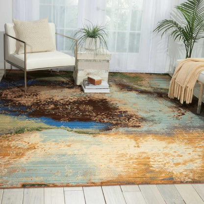 Nourison - Rhapsody RH016 Blue 56in x 8 Area Rug - RH016-99446251084_CLOSEOUT veiw 2