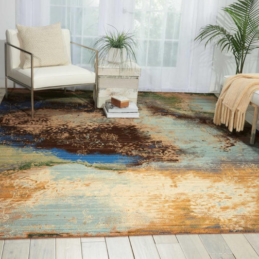 Nourison - Rhapsody RH016 Blue 56in x 8 Area Rug - RH016-99446251084_CLOSEOUT veiw 2