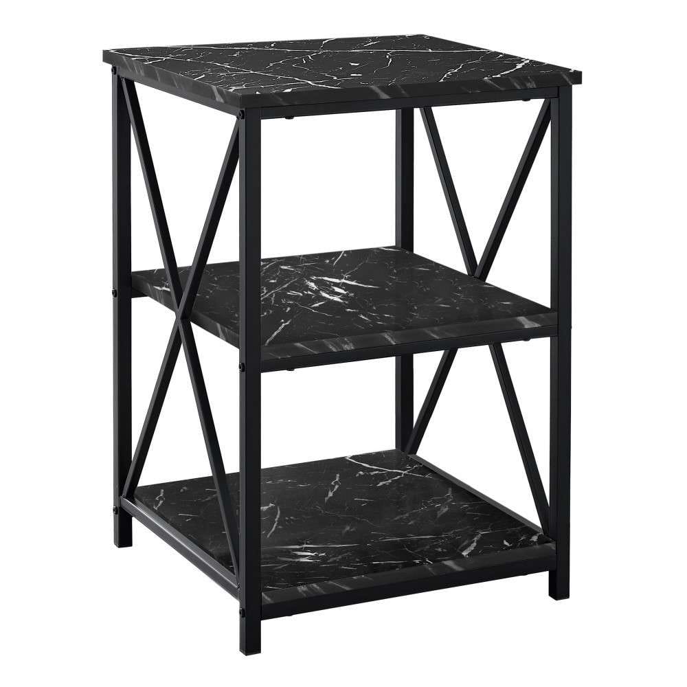 Monarch Specialties - Accent Table, Side, End, Nightstand, Lamp, Living Room, Bedroom, Metal, Laminate, Black Marble Look, Contemporary, Modern - I-3595 veiw 1