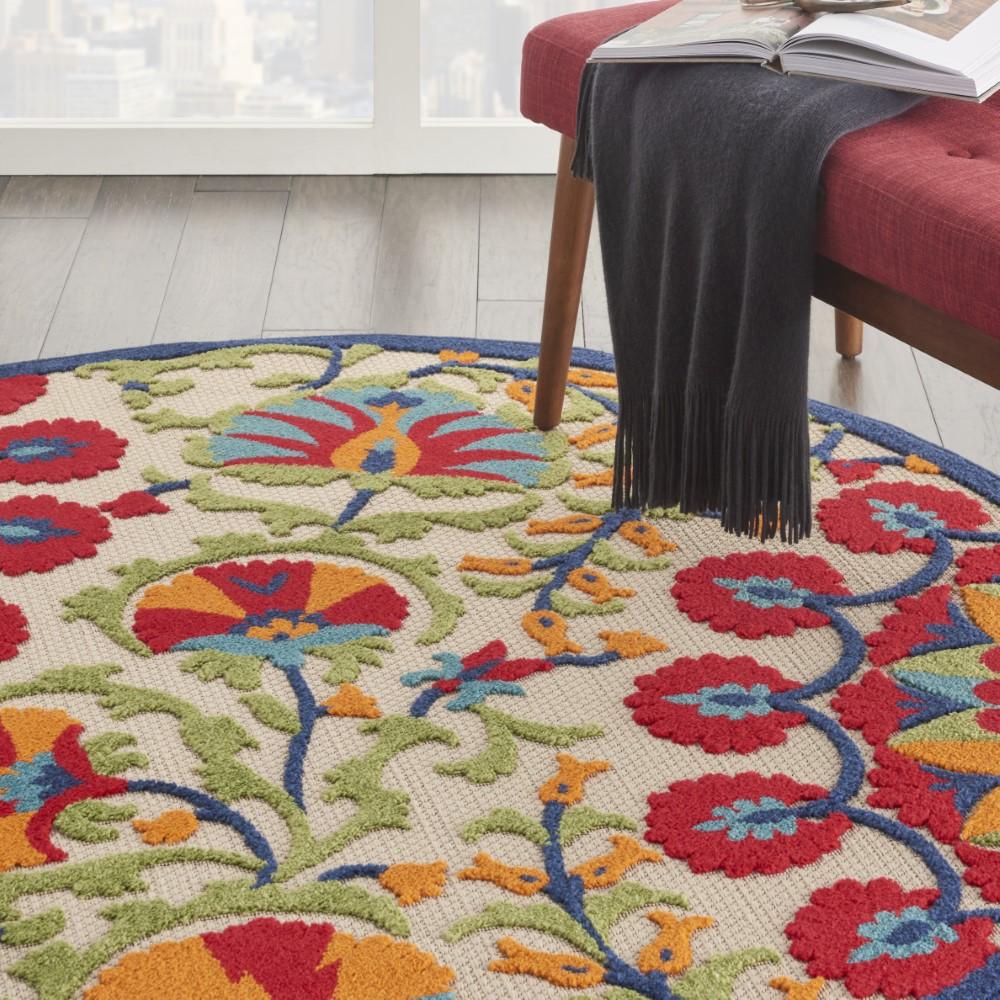 Nourison - Aloha ALH20 4 x Round Red Multicolor Easy-care Indoor-outdoor Rug - ALH20-99446811677 veiw 4