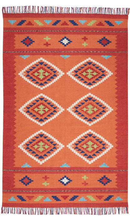 Nourison - Baja BAJ02 Orange 66in x 96in Large Flat Weave Rug - BAJ02-99446395627 veiw 1