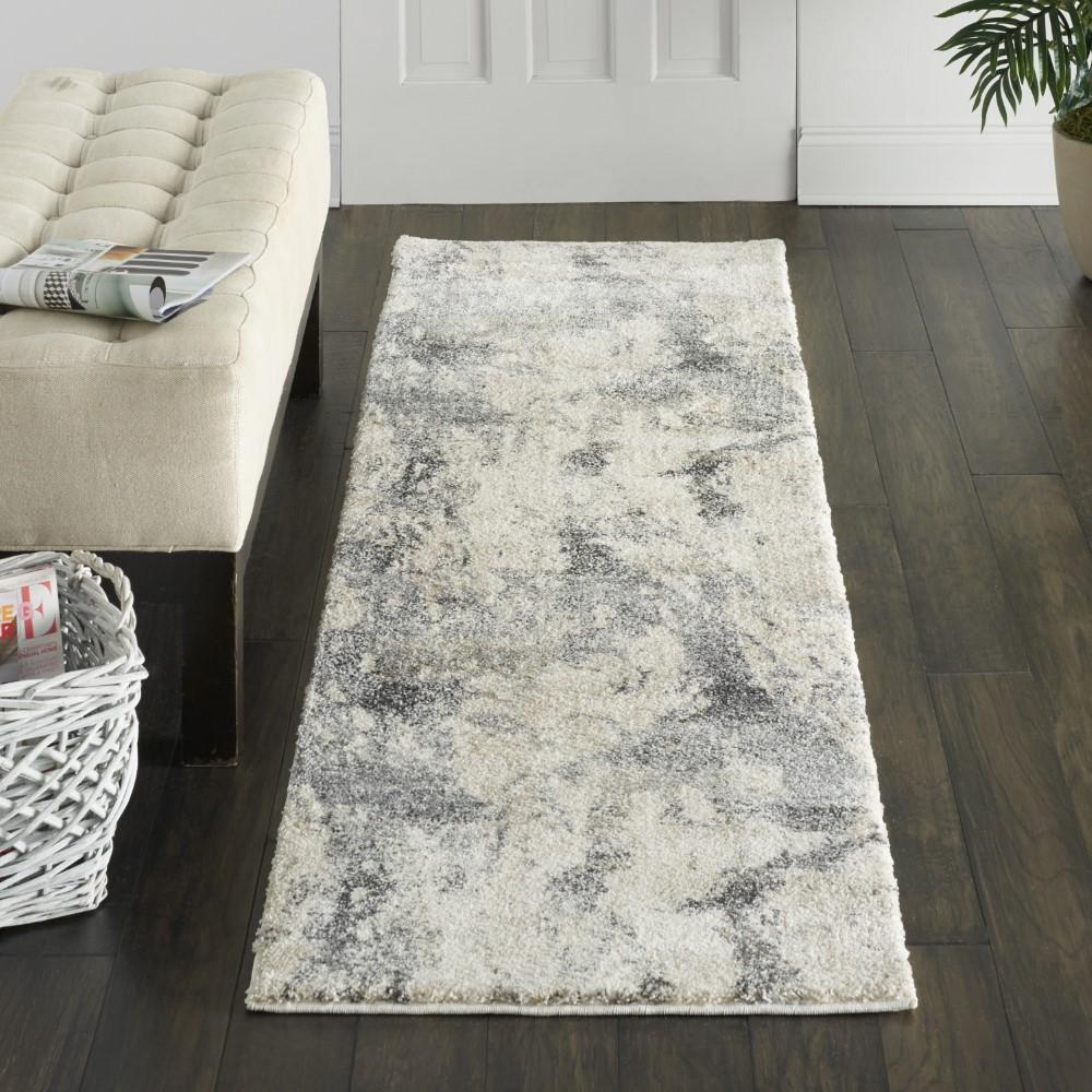 Nourison - Fusion FSS16 Cream Grey 22in x 76in Hallway Rug - FSS16-99446488329 veiw 2