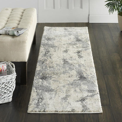 Nourison - Fusion FSS16 Cream Grey 22in x 76in Hallway Rug - FSS16-99446488329 veiw 2