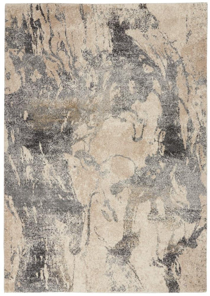 Nourison - Fusion FSS16 Cream Grey 4x6 Low-pile Shag Area Rug - FSS16-99446488336 veiw 1