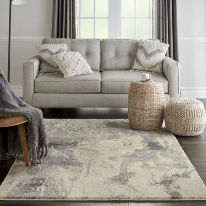 Nourison - Fusion FSS16 Cream Grey 53in x 73in Low-pile Shag Area Rug - FSS16-99446488343 veiw 2