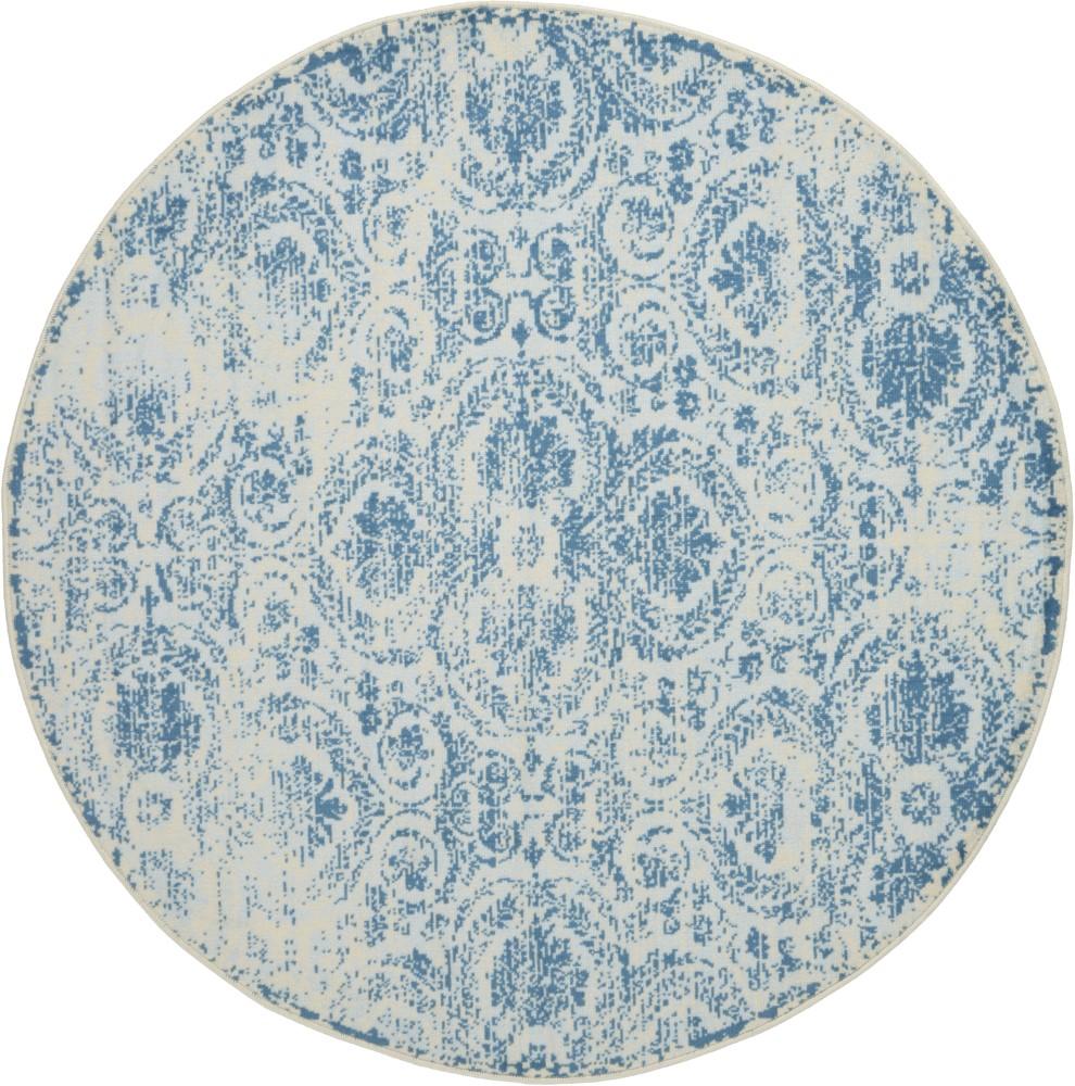 Nourison - Jubilant JUB05 Teal Blue 53in x Round Vintage Area Rug - JUB05-99446478092_CLOSEOUT veiw 1
