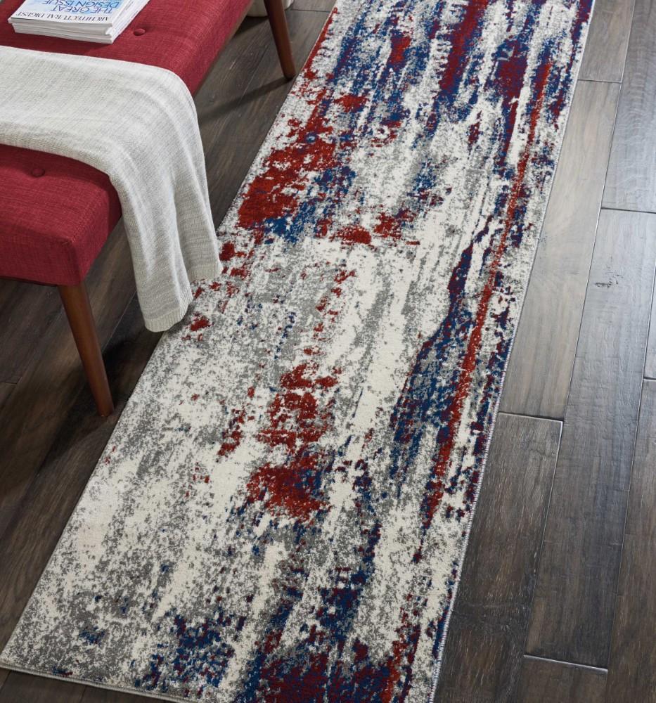 Nourison - Maxell MAE15 Red and Blue 22in x 76in Hallway Rug - MAE15-99446082329 veiw 2