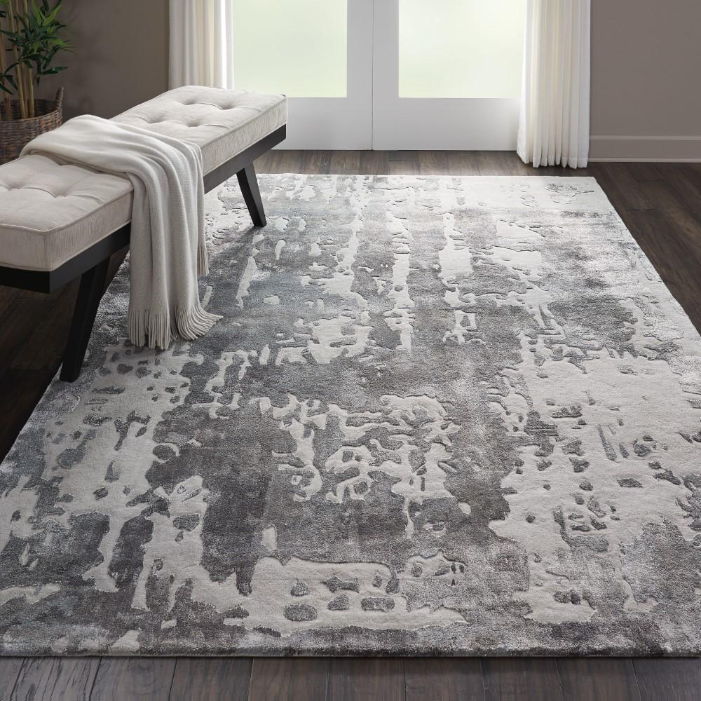 Nourison - Prismatic 56in x 75in Silver Grey Abstract Area Rug - PRS12-99446138774 veiw 2