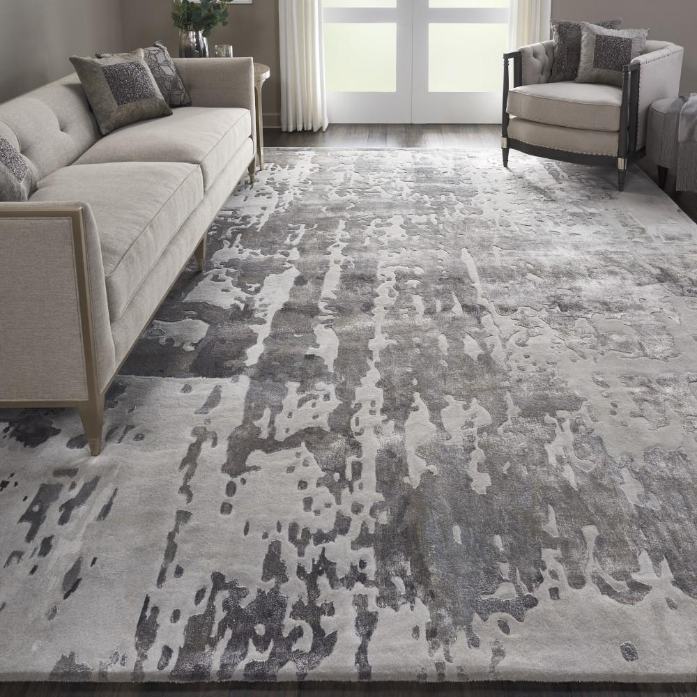 Nourison - Prismatic 86in x 116in Silver Grey Abstract Area Rug - PRS12-99446141620 veiw 2