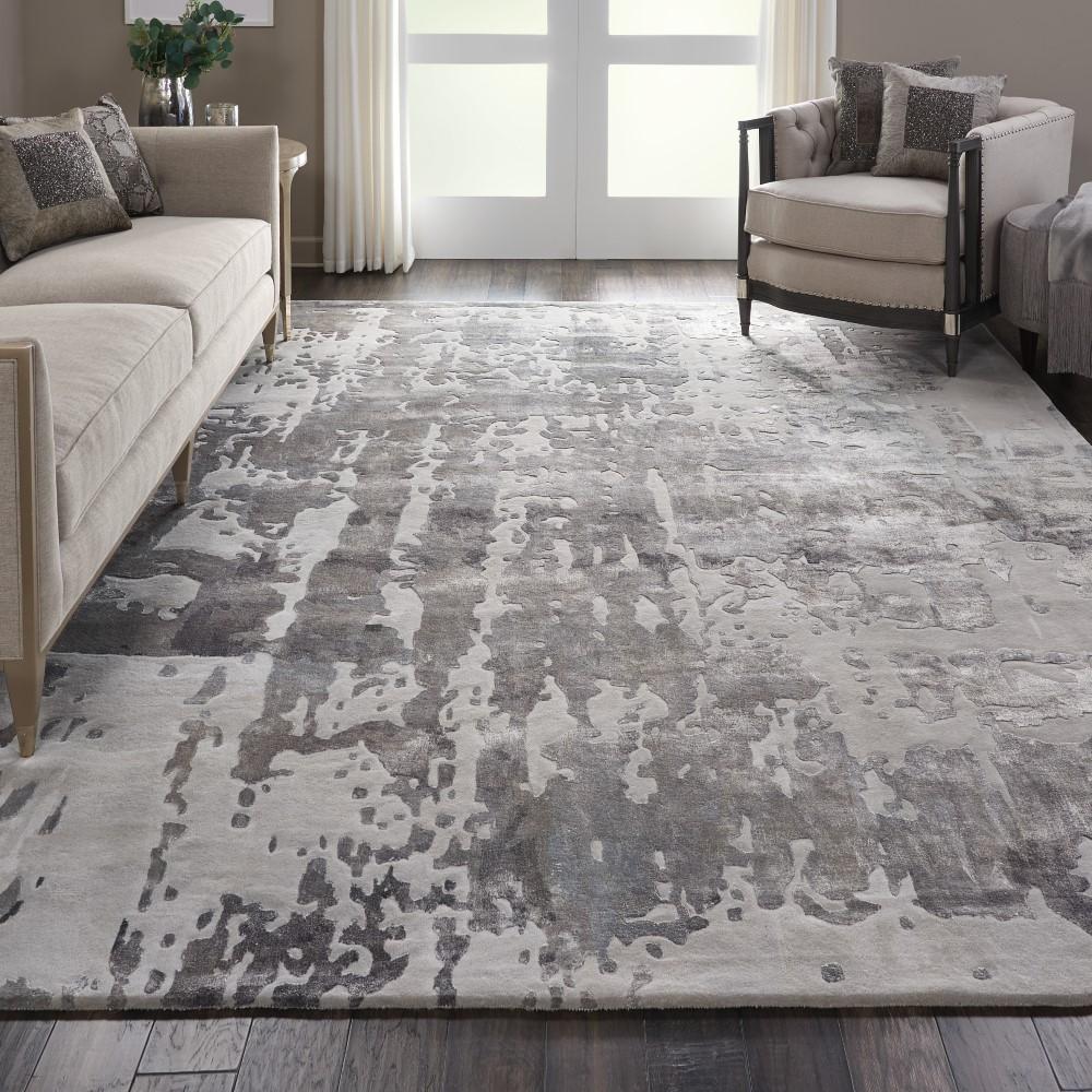Nourison - Prismatic 99in x 139in Silver Grey Abstract Area Rug - PRS12-99446141842 veiw 3
