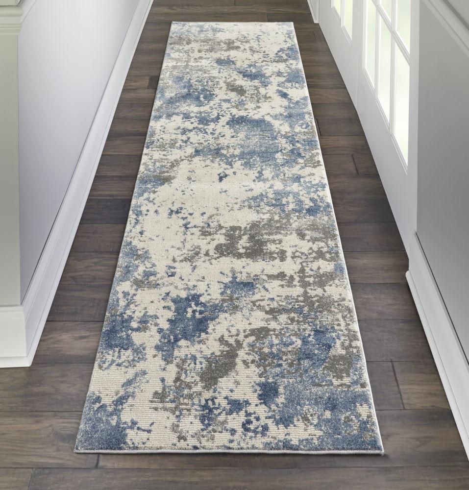 Nourison - Rustic Textures RUS08 Blue and Bone 22in x 76in Hallway Rug - RUS08-99446496348 veiw 2