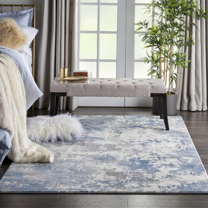 Nourison - Rustic Textures RUS08 Blue and Bone 53in x 73in Abstract Area Rug - RUS08-99446496072 veiw 2