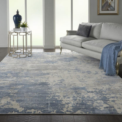 Nourison - Rustic Textures RUS08 Blue and Bone 93in x 129in Oversized Rug - RUS08-99446496379 veiw 2