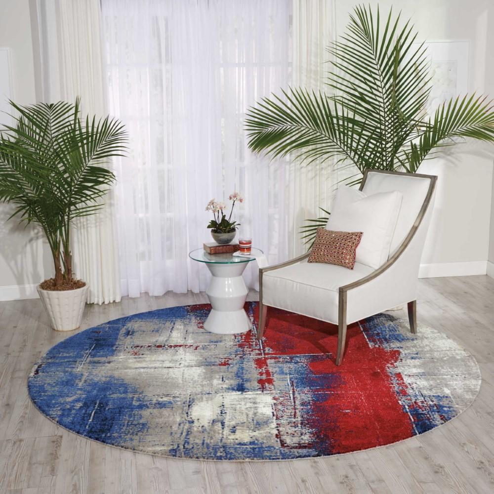 Nourison - Twilight TWI19 Red and Blue 8 x Round Large Rug - TWI19-99446358219_CLOSEOUT veiw 3