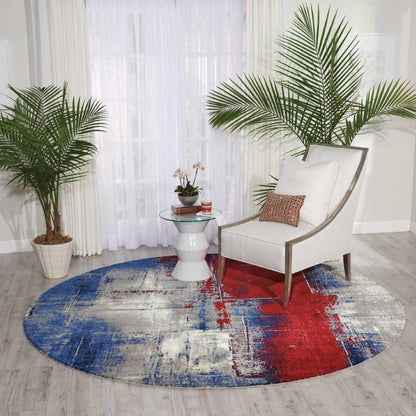 Nourison - Twilight TWI19 Red and Blue 8 x Round Large Rug - TWI19-99446358219_CLOSEOUT veiw 3