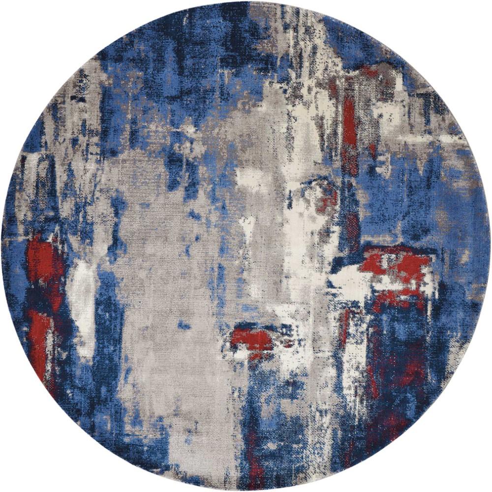 Nourison - Twilight TWI20 Bone and Blue 8 x Round Large Rug - TWI20-99446358226 veiw 1
