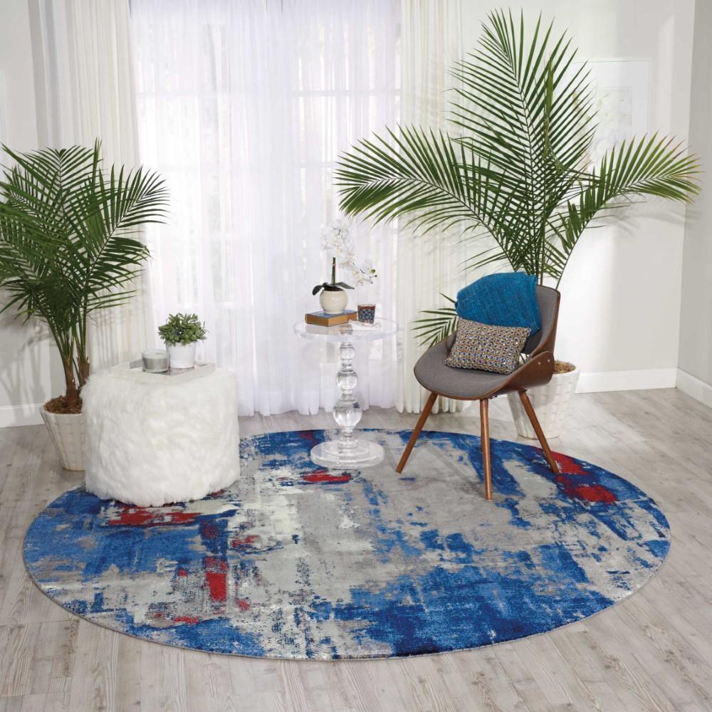Nourison - Twilight TWI20 Bone and Blue 8 x Round Large Rug - TWI20-99446358226 veiw 3