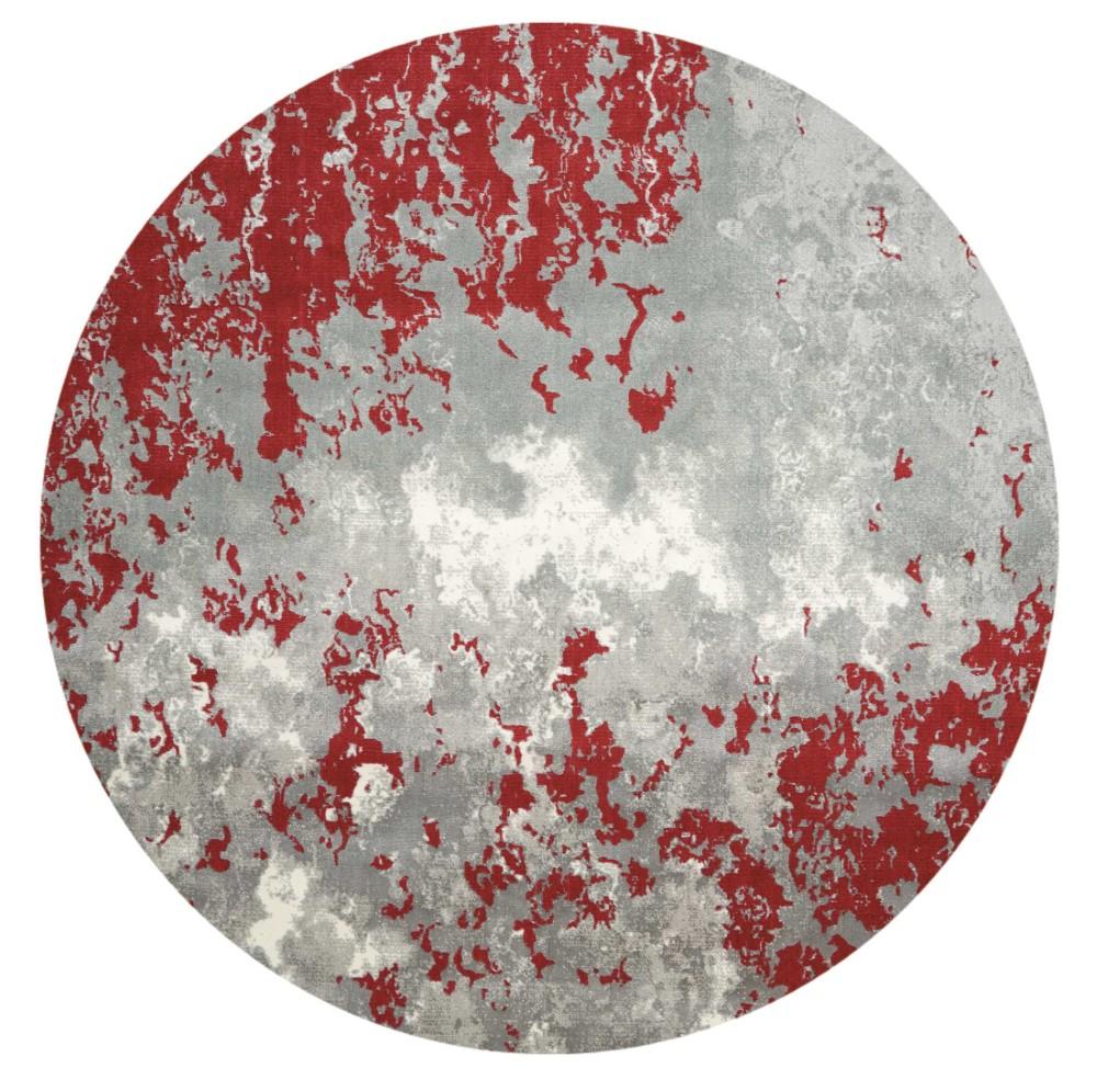 Nourison - Twilight TWI21 Bone and Red 8 x Round Large Rug - TWI21-99446358257 veiw 1