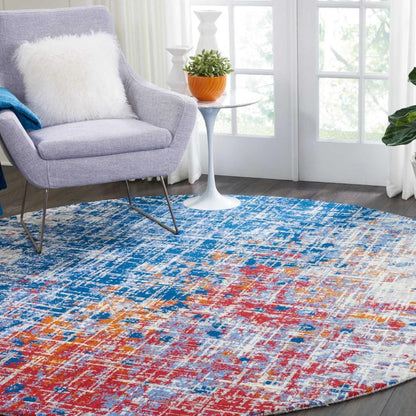 Nourison - Twilight TWI25 Red and Blue 8 x Round Large Rug - TWI25-99446058225 - CLOSEOUT veiw 2