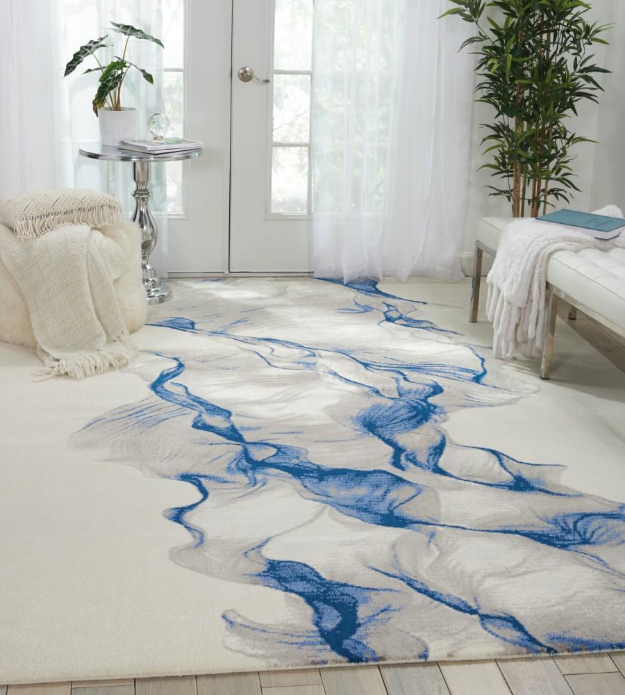 Nourison - Twilight TWI27 Ivory and Blue 79in x 99in Large Rug - TWI27-99446054425 veiw 3