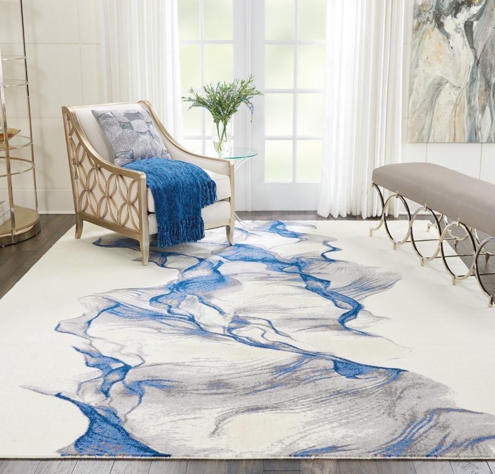 Nourison - Twilight TWI27 Ivory and Blue 86in x 116in Oversized Rug - TWI27-99446058348 veiw 2