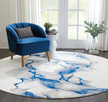 Nourison - Twilight TWI27 Ivory and Blue 8 x Round Oversized Rug - TWI27-99446058140 veiw 2