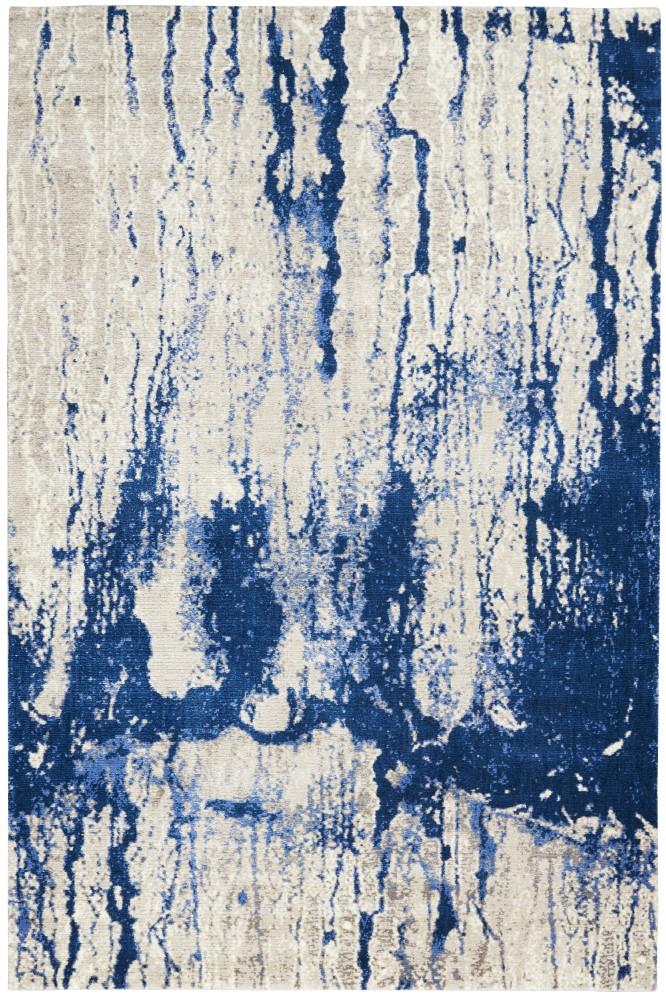 Nourison - Twilight TWI29 Navy Blue and White 56in x 8 Painterly Area Rug - TWI29-99446493828 veiw 1