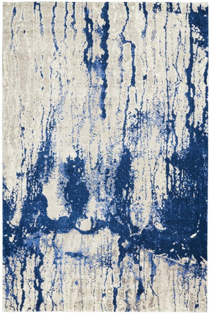 Nourison - Twilight TWI29 Navy Blue and White 56in x 8 Painterly Area Rug - TWI29-99446493828 veiw 1