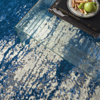 Nourison - Twilight TWI29 Navy Blue and White 79in x 99in Large Rug - TWI29-99446493866 veiw 4