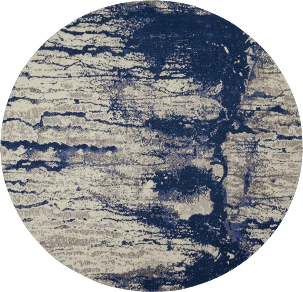 Nourison - Twilight TWI29 Navy Blue and White 8 x Round Large Rug - TWI29-99446493903 veiw 1
