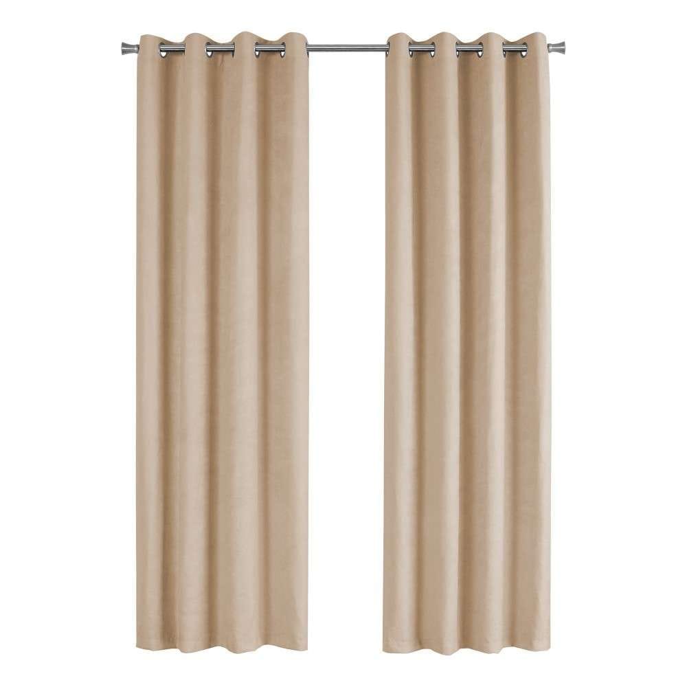 Monarch Specialties - Curtain Panel, 2Pcs Set, 54inW X 84inL, Room Darkening, Grommet, Living Room, Bedroom, Kitchen, Micro Suede, Polyester, Beige, Contemporary, Modern - I-9800 veiw 1