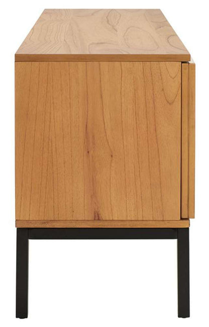 Safavieh - Zadie 2 Shelf Rattan Media Stand - Natural - Black - MED5009C veiw 5