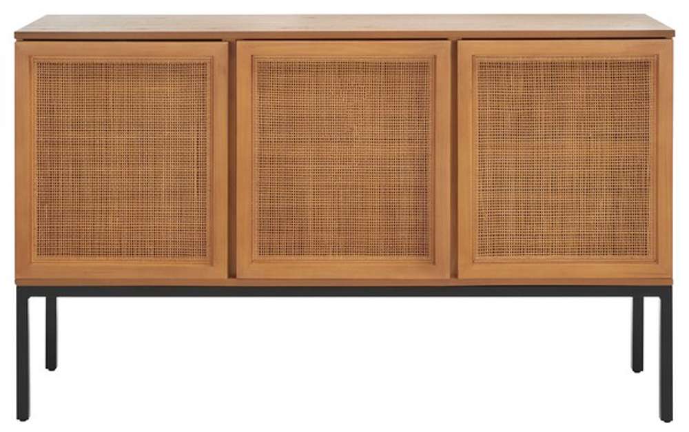 Safavieh - Zadie 2 Shelf Rattan Sideboard - Natural - Black - MED5010C veiw 1