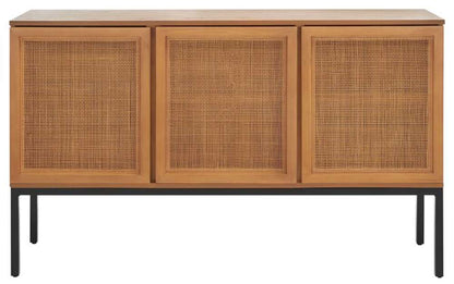Safavieh - Zadie 2 Shelf Rattan Sideboard - Natural - Black - MED5010C veiw 1