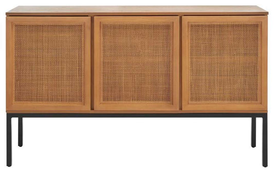 Safavieh - Zadie 2 Shelf Rattan Sideboard - Natural - Black - MED5010C veiw 1
