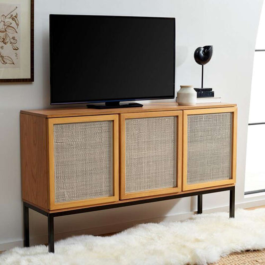 Safavieh - Zadie 2 Shelf Rattan Sideboard - Natural - Black - MED5010C veiw 2